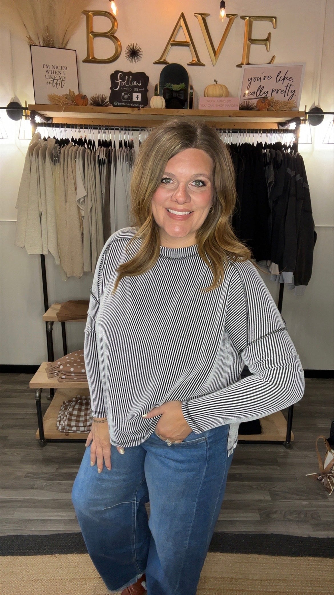 Raised Rib Raw Edge Top