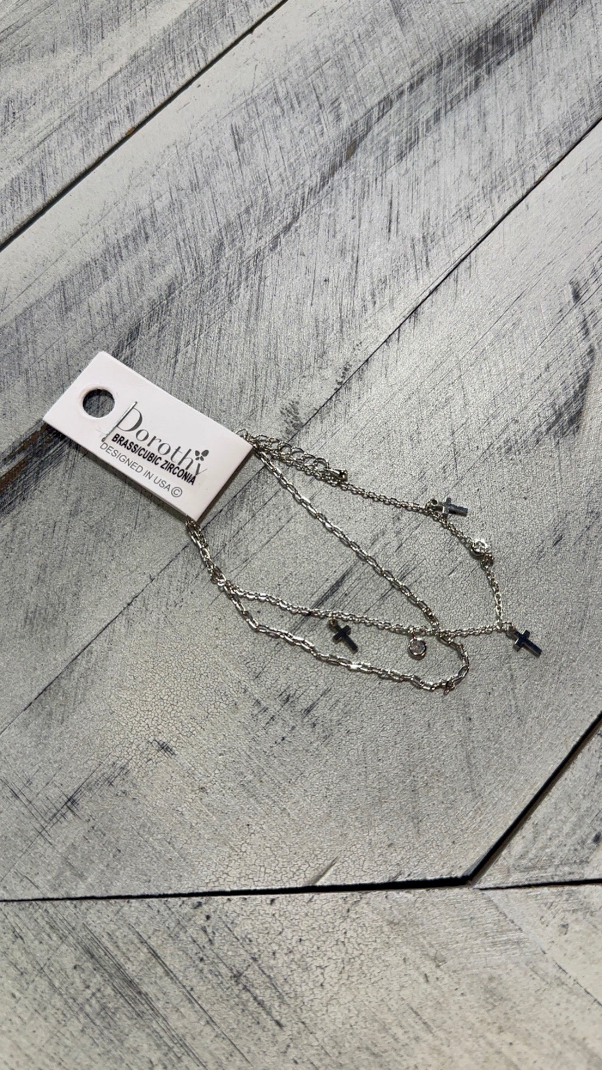 Silver Dainty 2 Layer Cross Bracelet