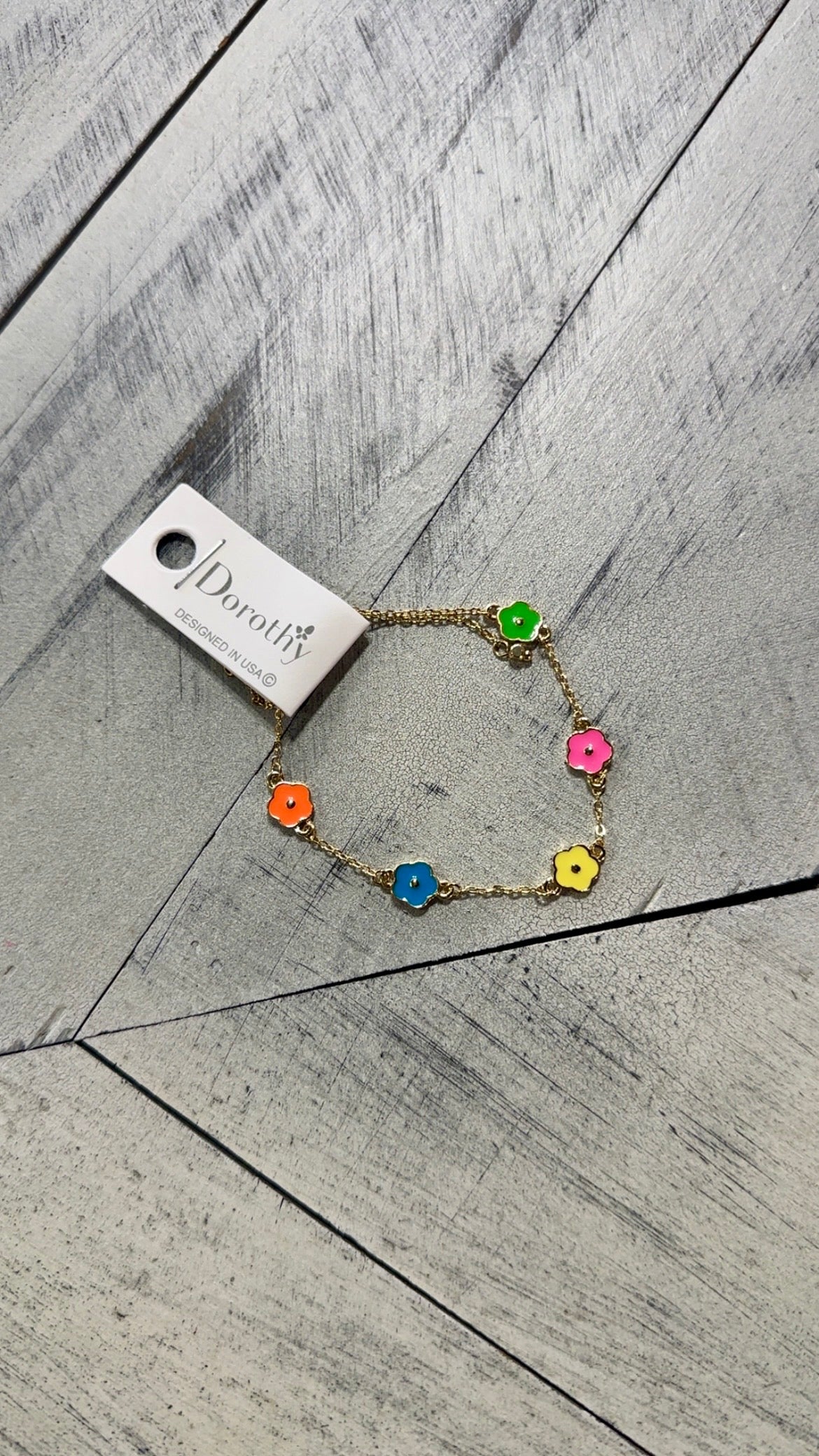 Gold Multi Color 5 Daisy Bracelet