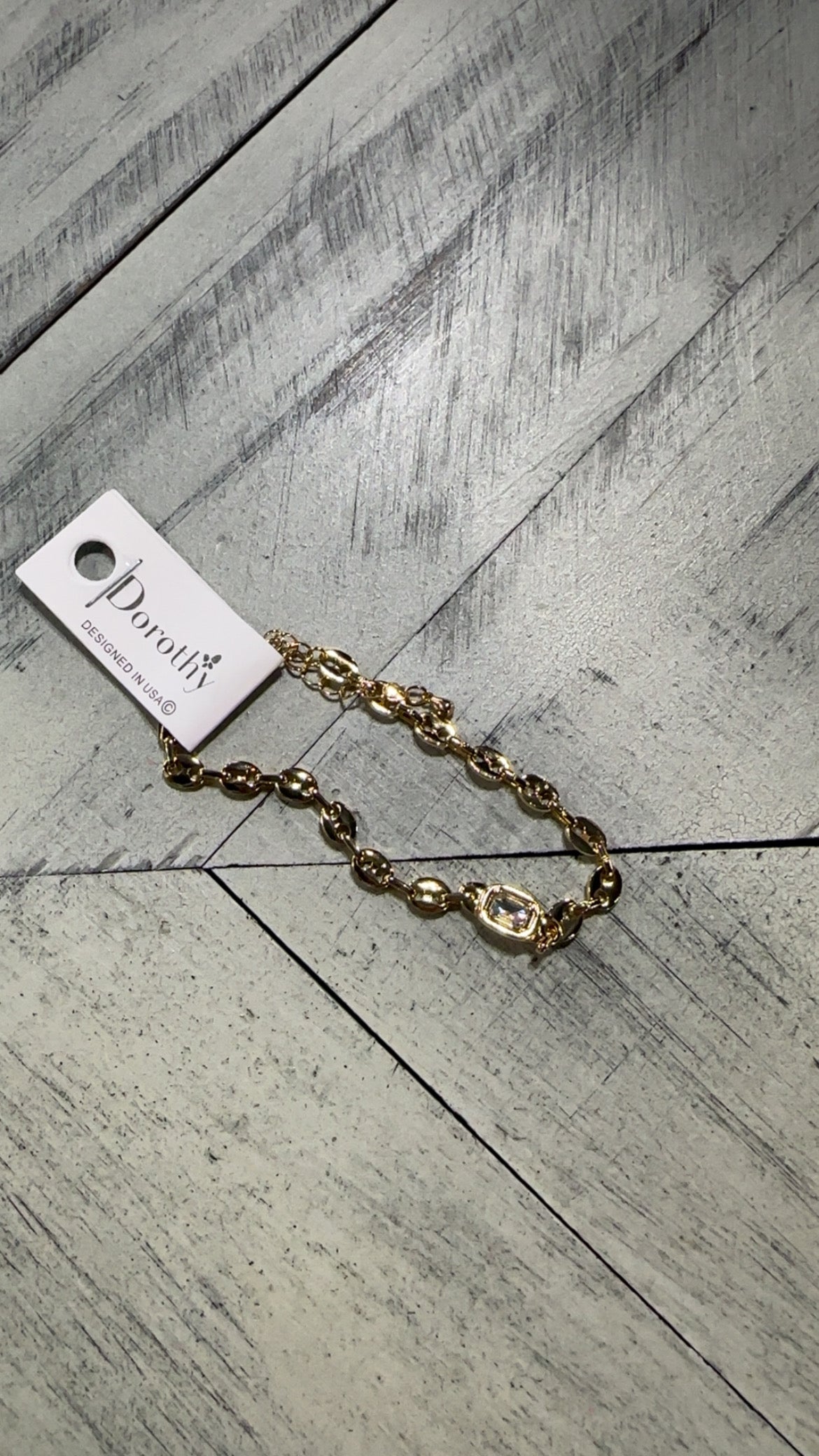 Double Hole Linked Crystal Accent Bracelet