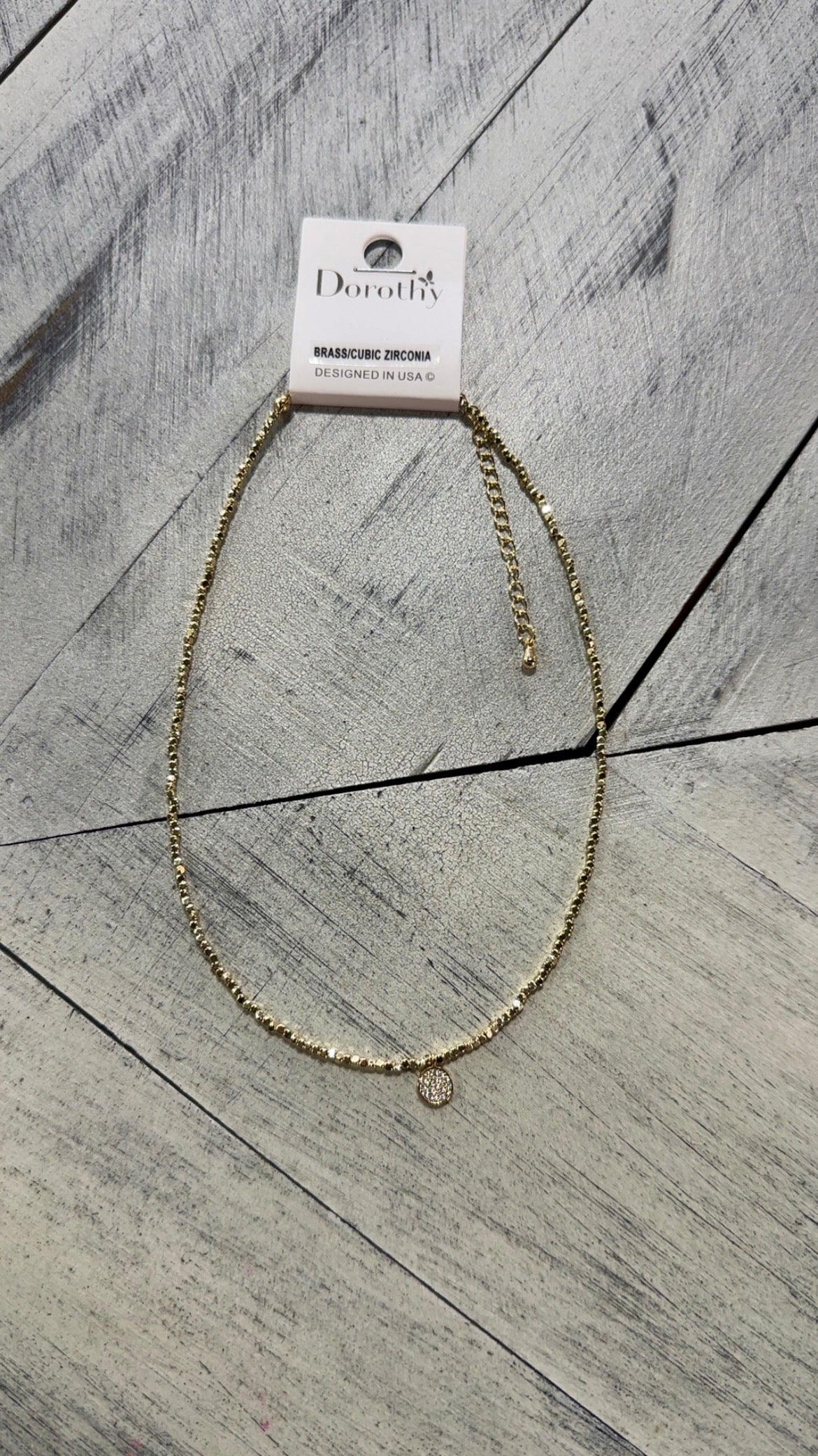 Gold Shimmer Circle Pendant Necklace