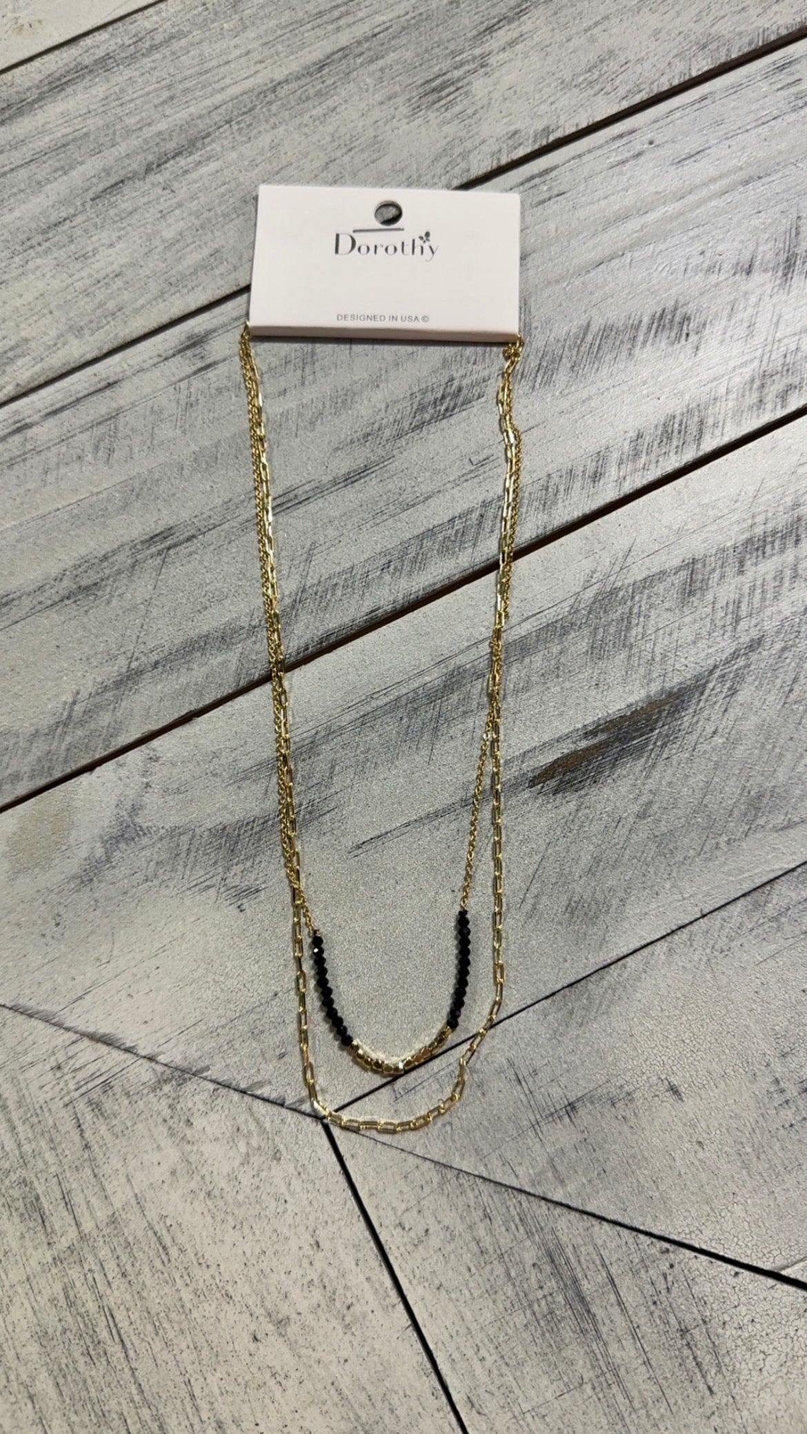 Dainty 2 Layer Gold & Iridescent Bead Necklace