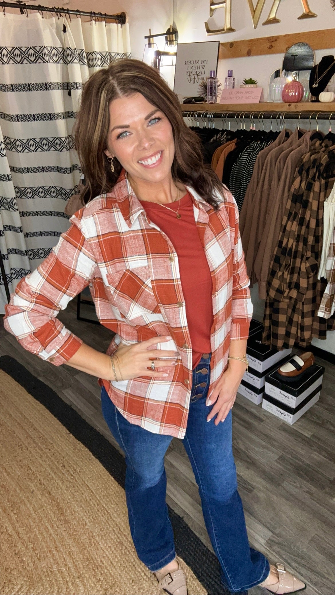 Spice Plaid Flannel Shirt