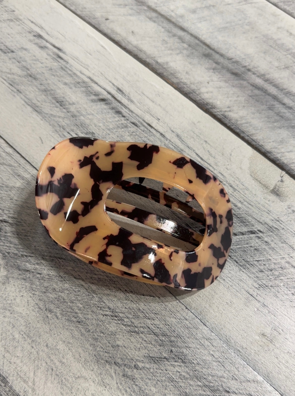 Shiny Animal Print Flat Curved Hair Clip
