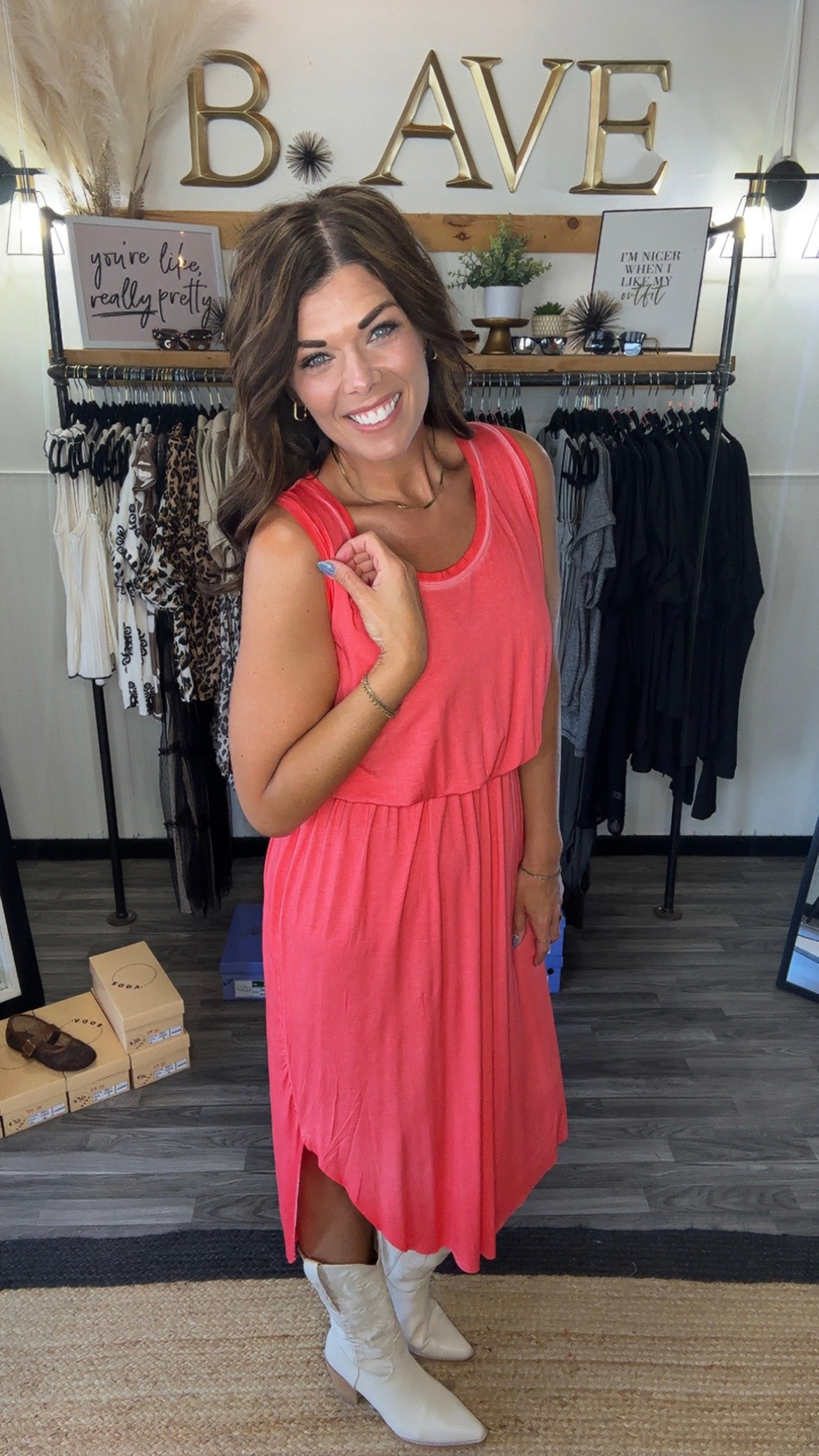 Vintage Red Side Slit Sleeveless Dress