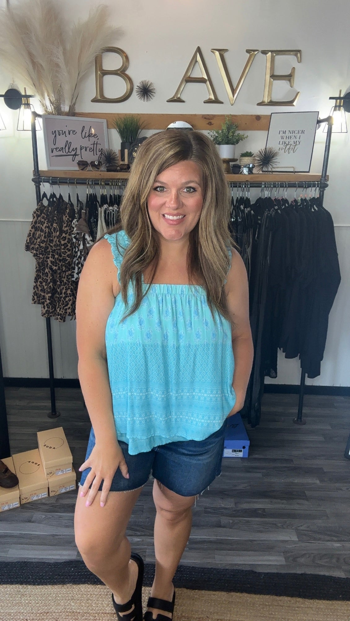 Aqua Blue Boho Tank