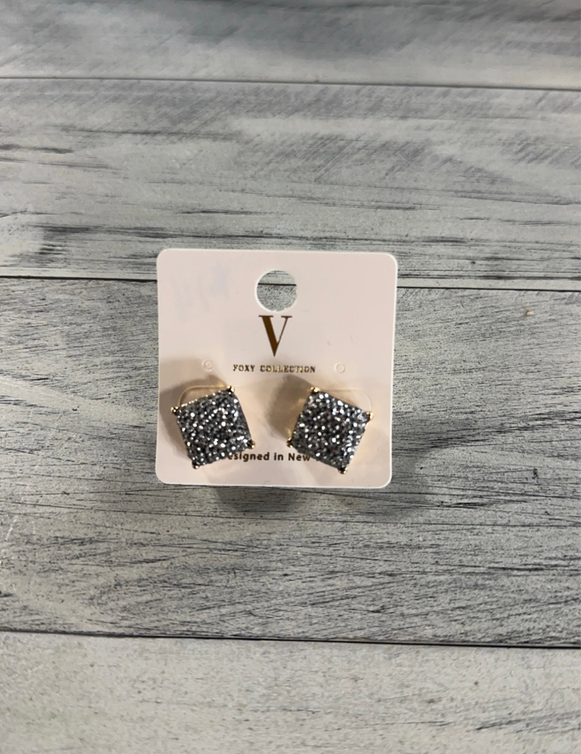 Square Glitzy Stud Earrings