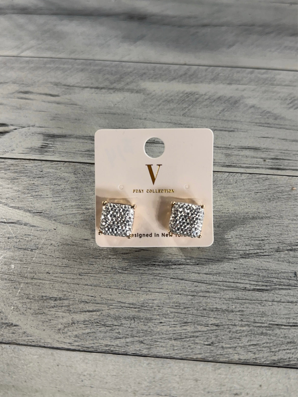 Square Glitzy Stud Earrings