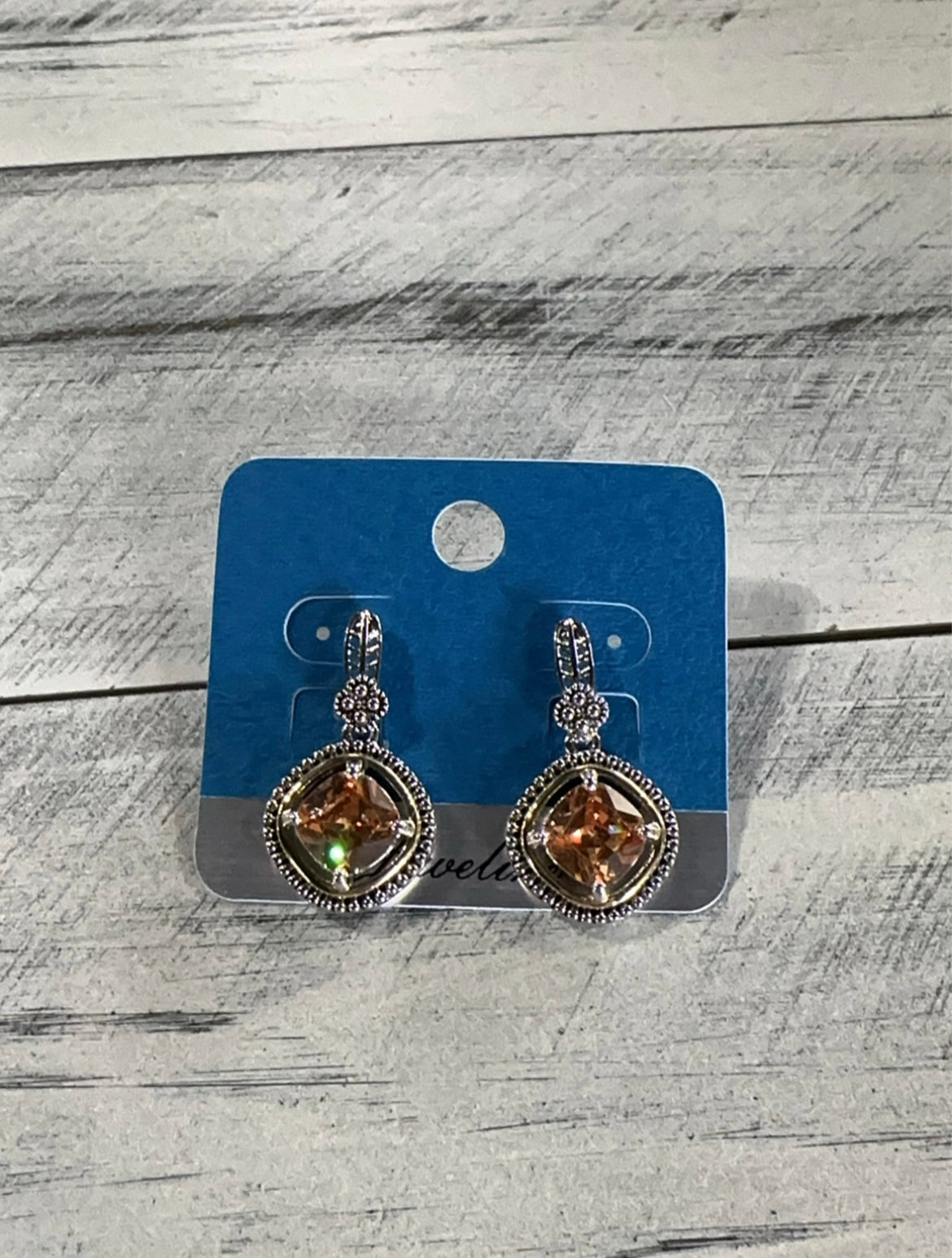 Champagne Crystal Stone Dangle Earrings