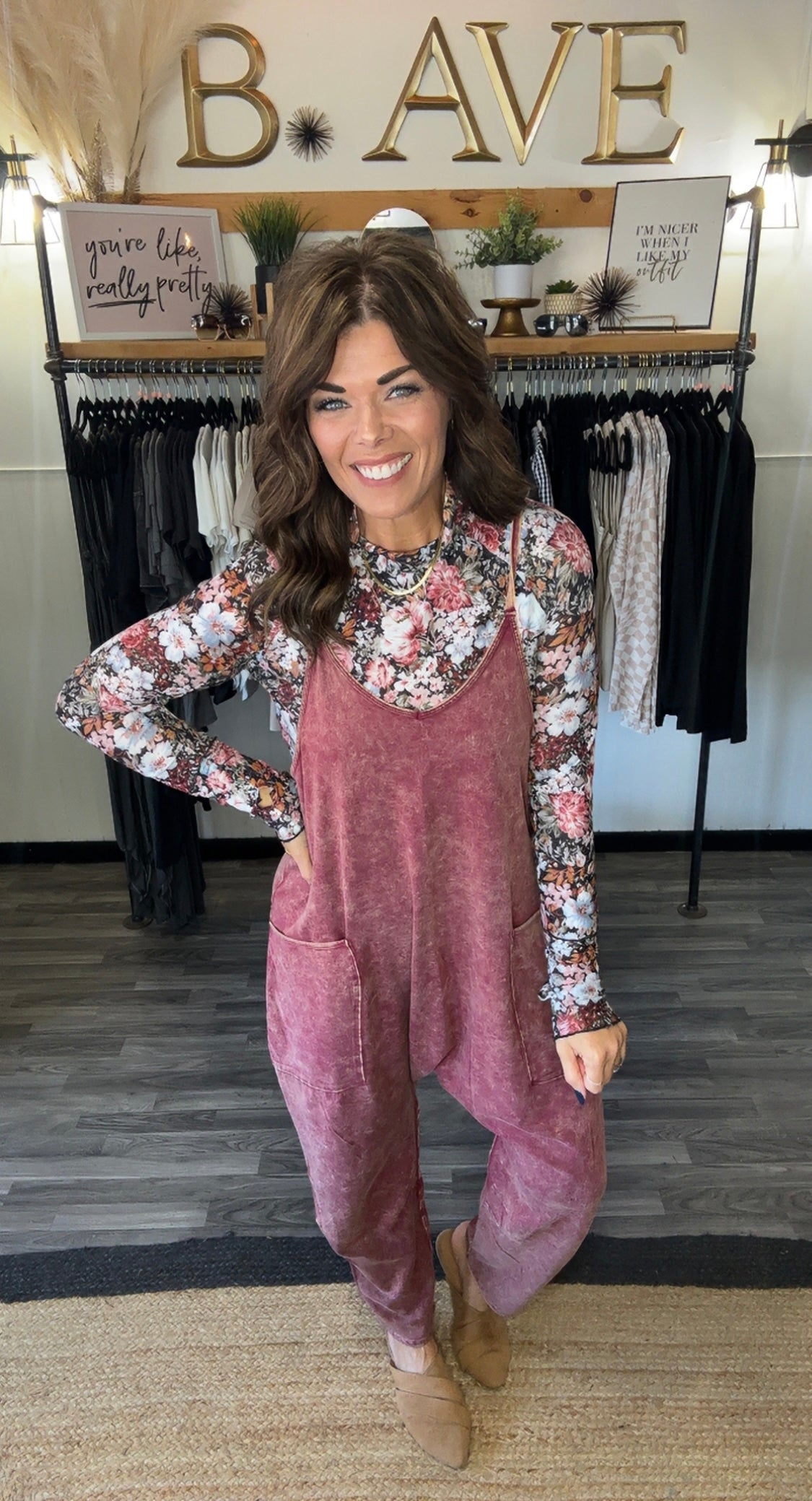 Black Floral Mesh Mock Neck Top