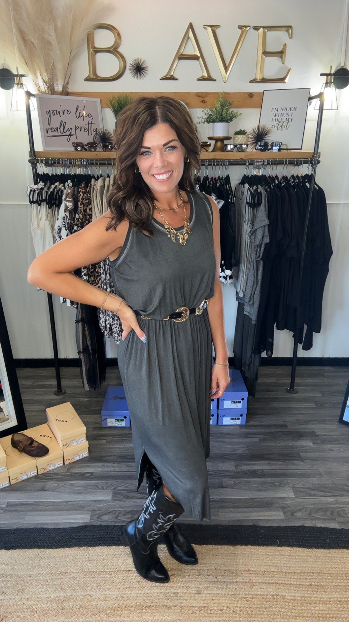 Vintage Black Side Slit Sleeveless Dress