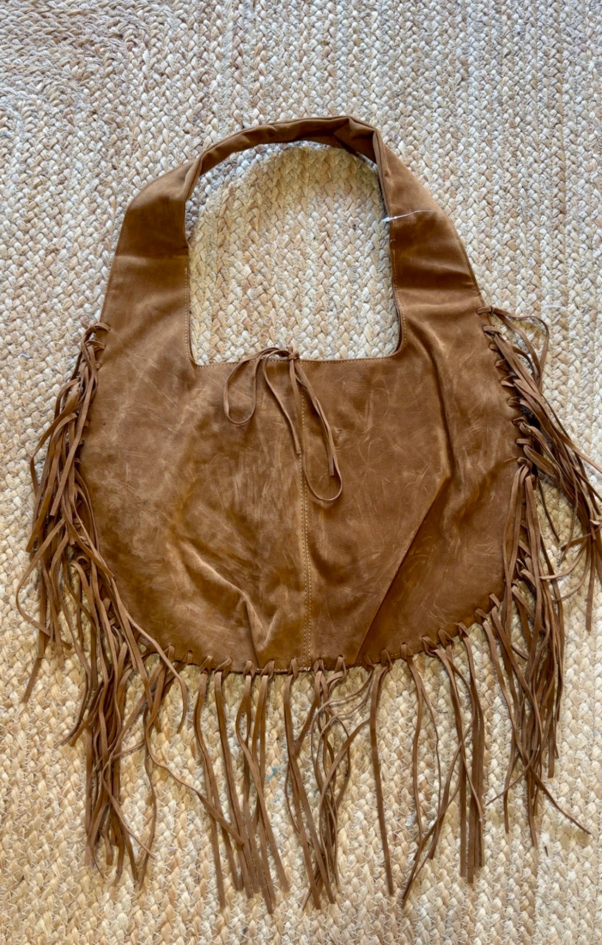 Suede Frayed Fringe Shoulder Bag