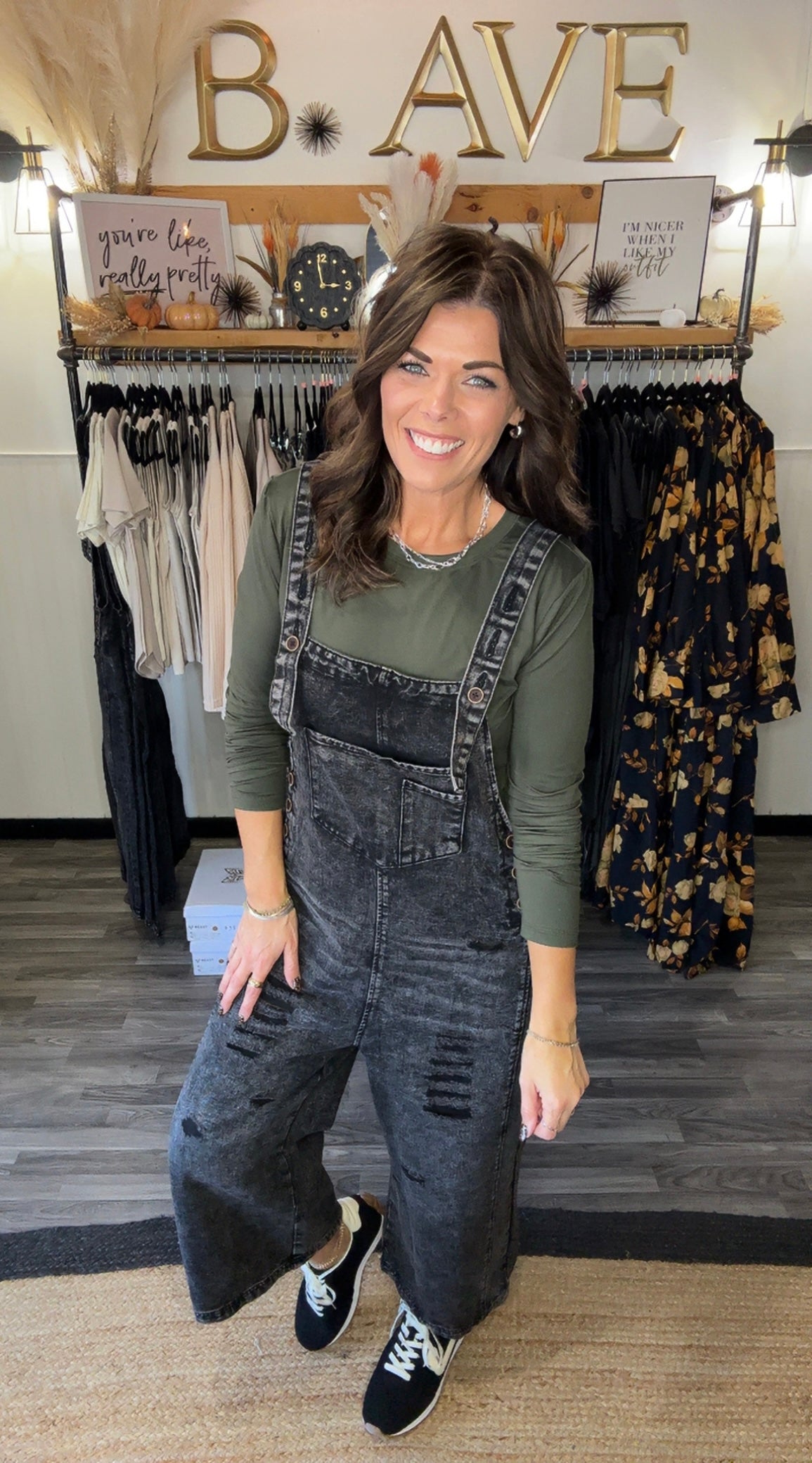 Vintage Black Distressed Cropped Denim Overalls