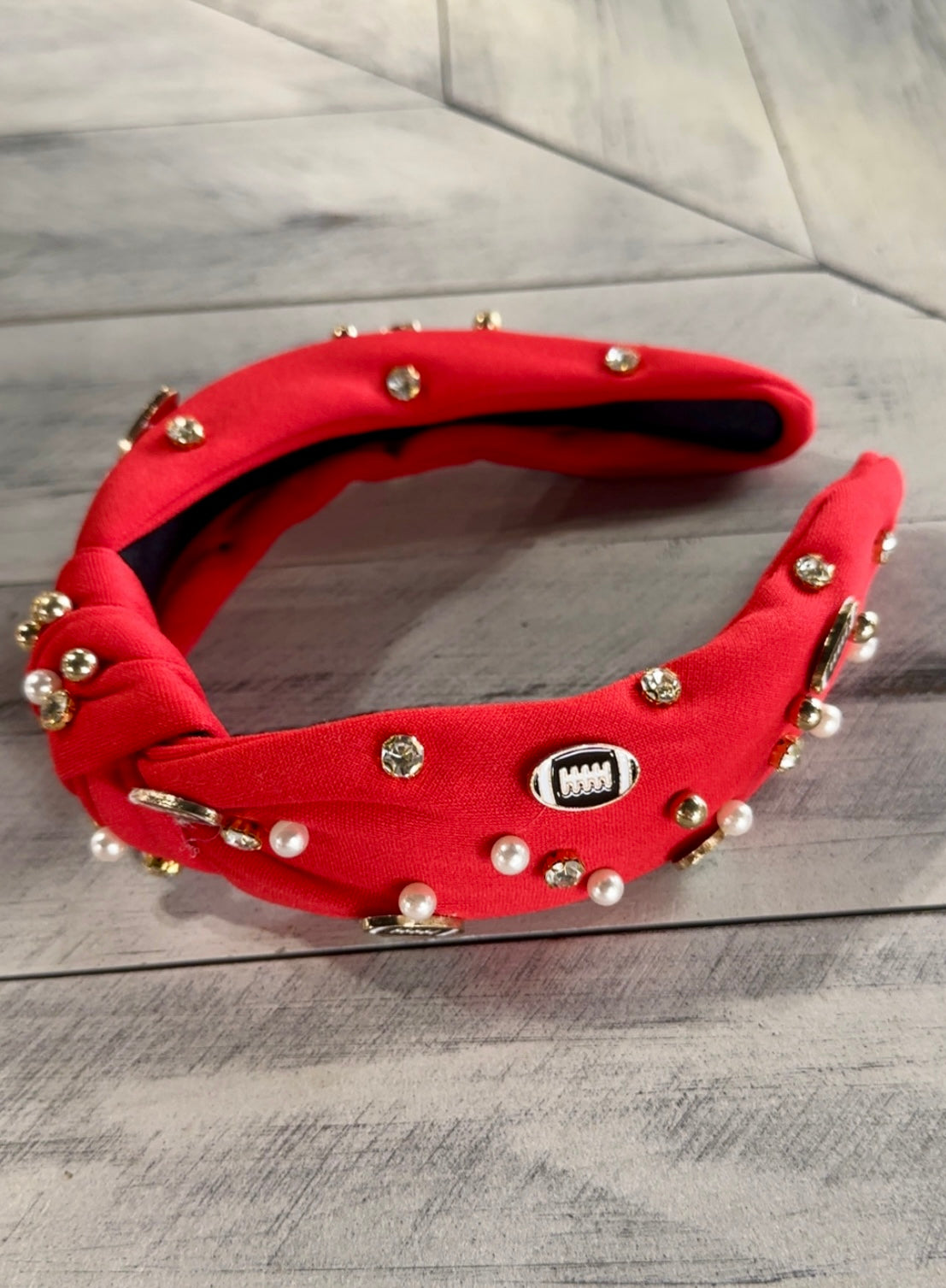 Football Embellished Knotted Headband