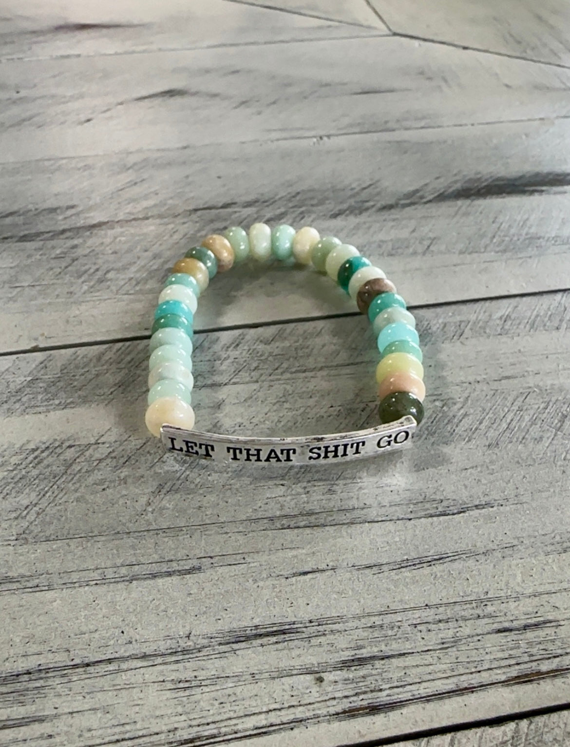 Semi-Precious Stone Bracelet with "Sassy" Metal Bar