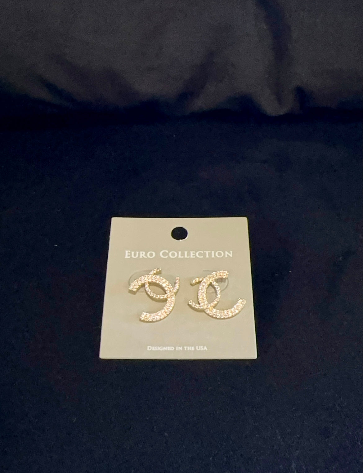 Double C Shaped Crystal Earrings