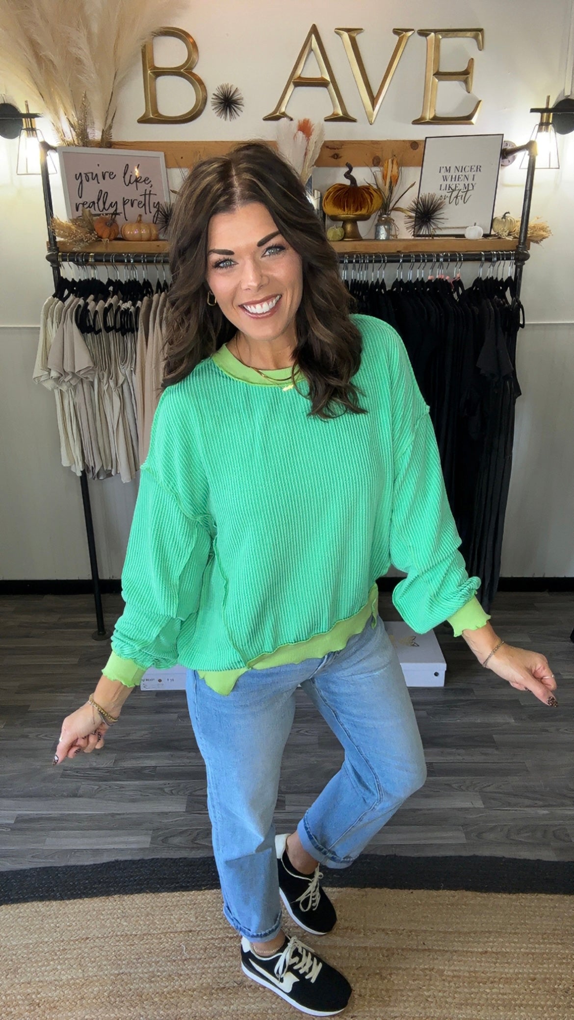 Pistachio Ribbed Loose Knit Top