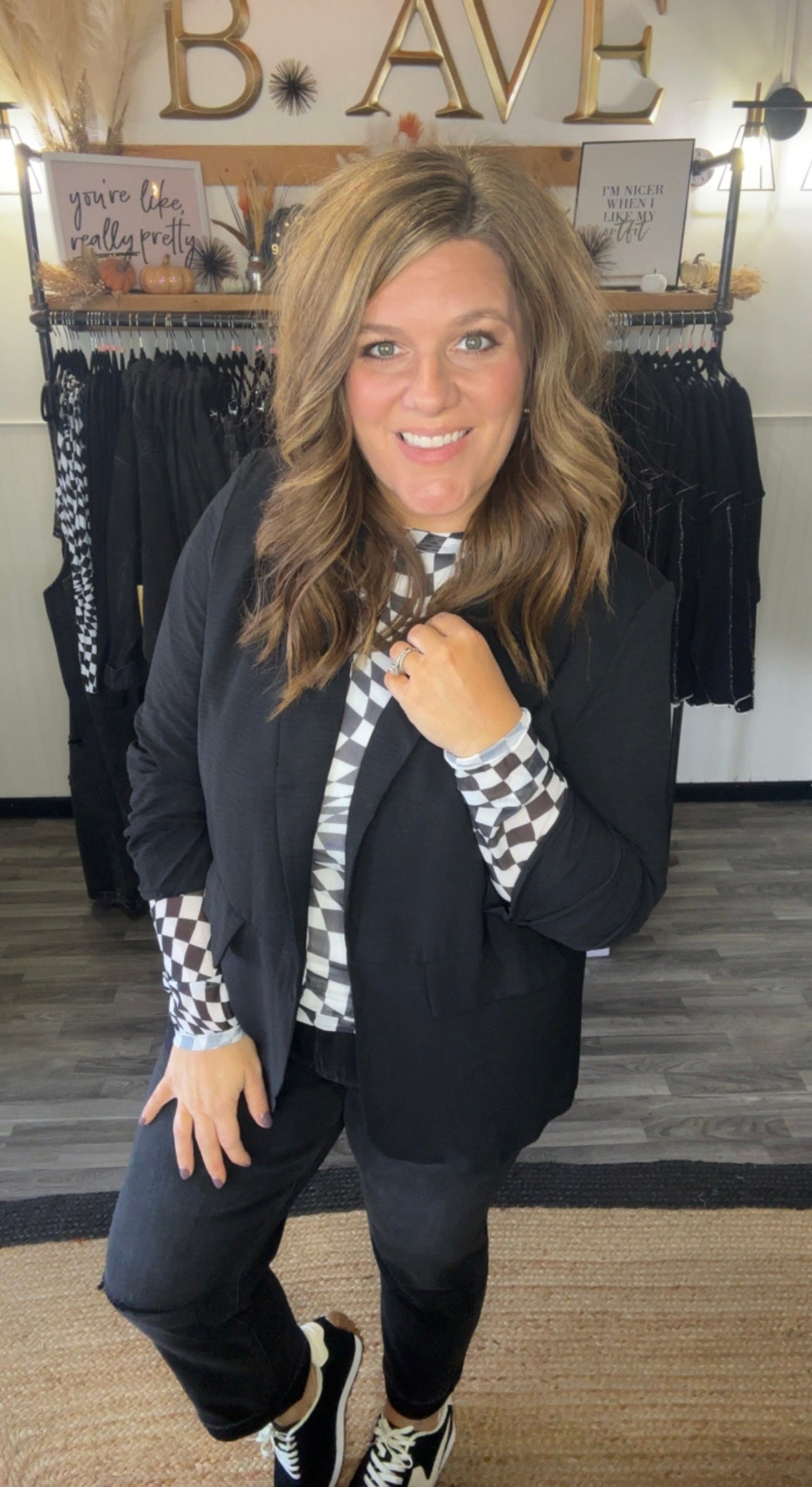 Black Lightweight Ruched Sleeve Blazer