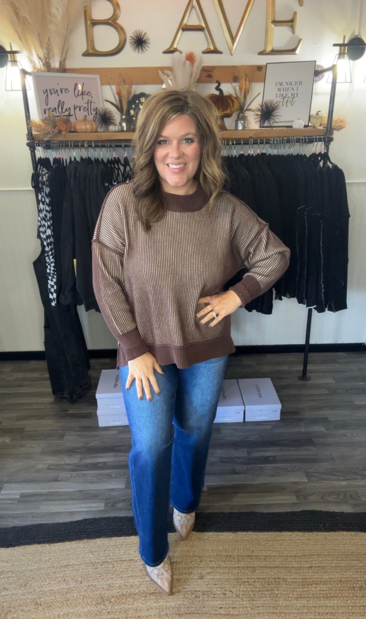 Two Tone Exposed Seam Sweater