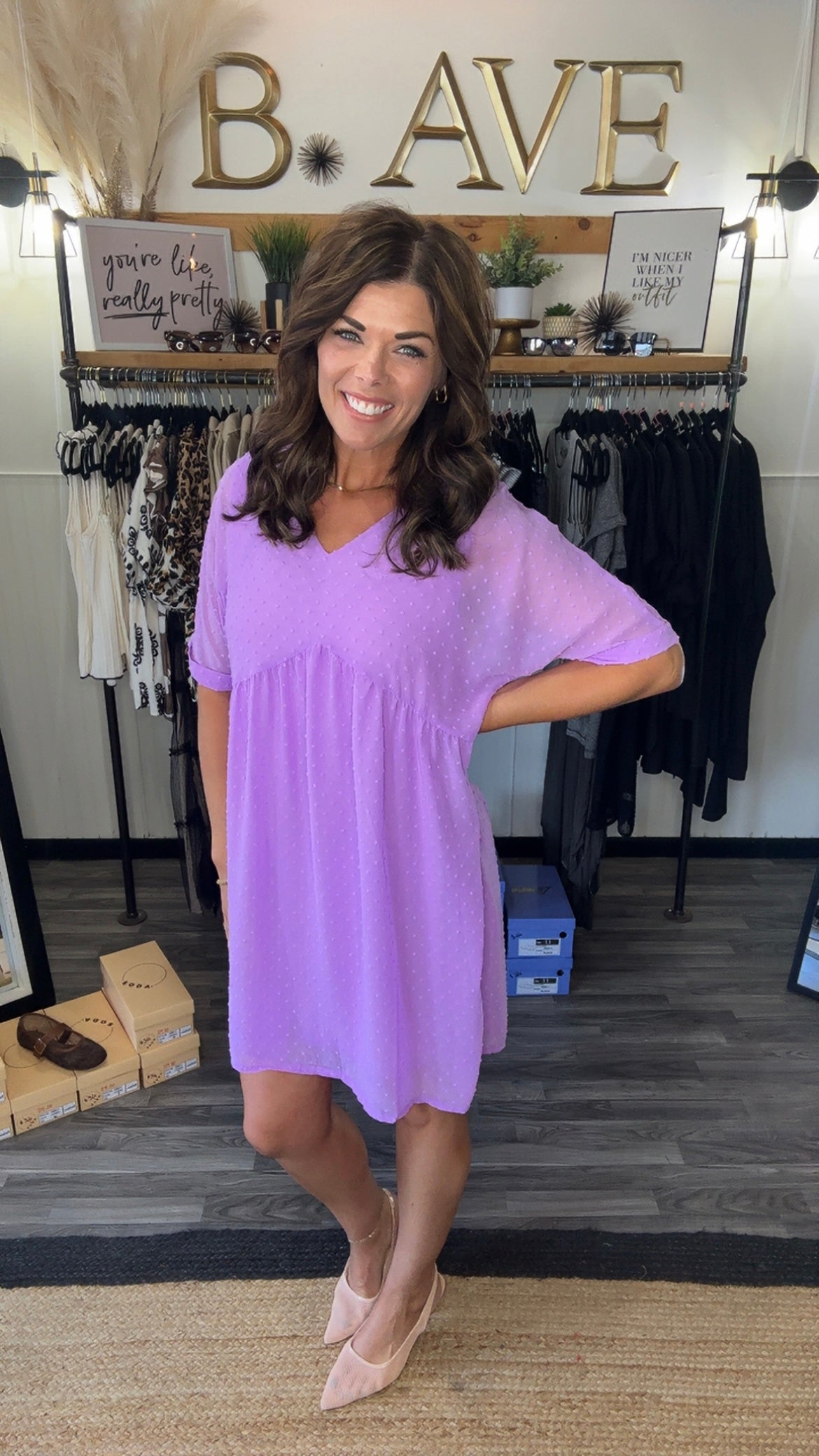 Lavender Swiss Dot Babydoll Dress