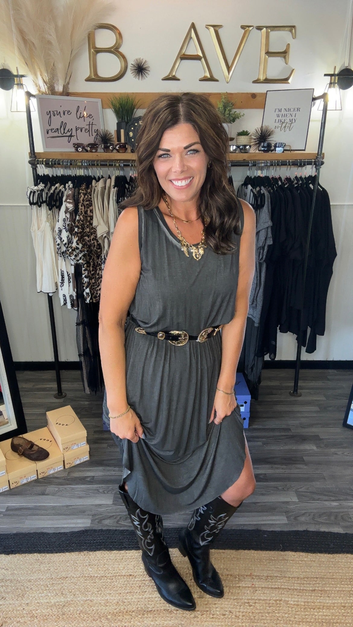 Vintage Black Side Slit Sleeveless Dress