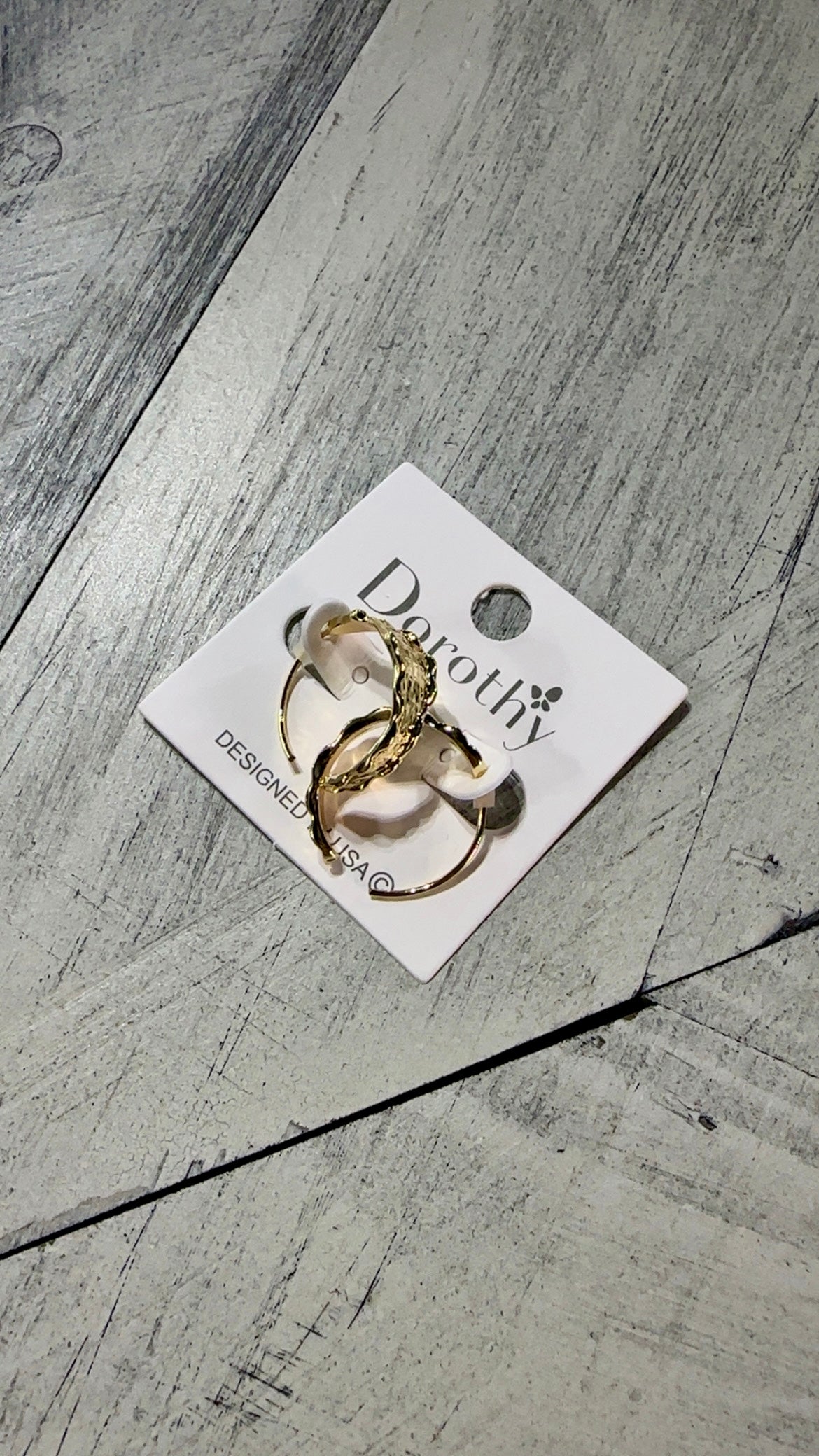 Gold Wavy Hammered Hoop Earrings