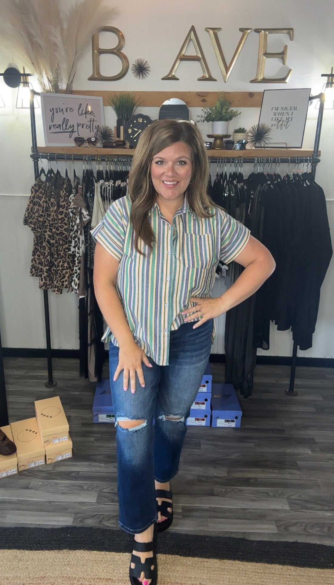 Linen Multi Striped Button-Down Shirt