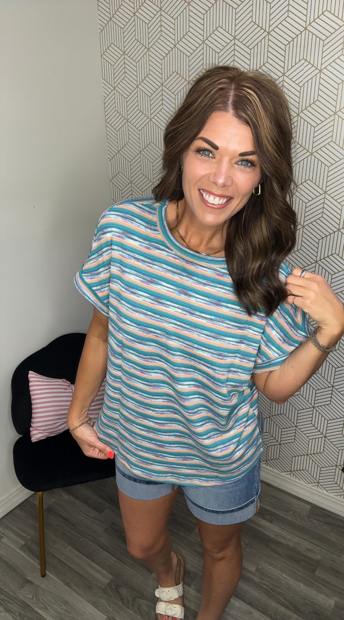 Multi Stripe Loose Fit Top
