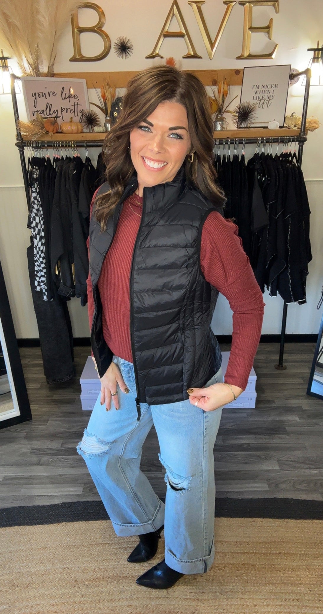 Black Lightweight Down Puffer Vest