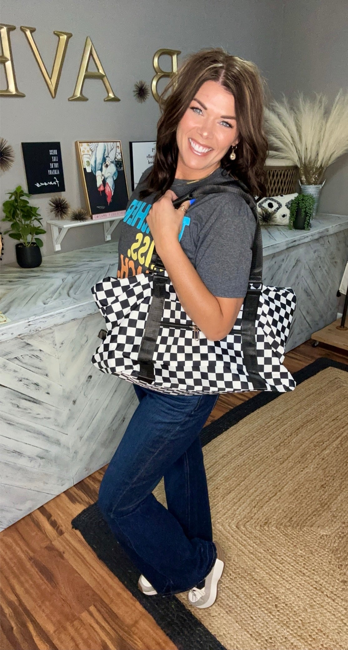 Checkered Travel Duffle Bag