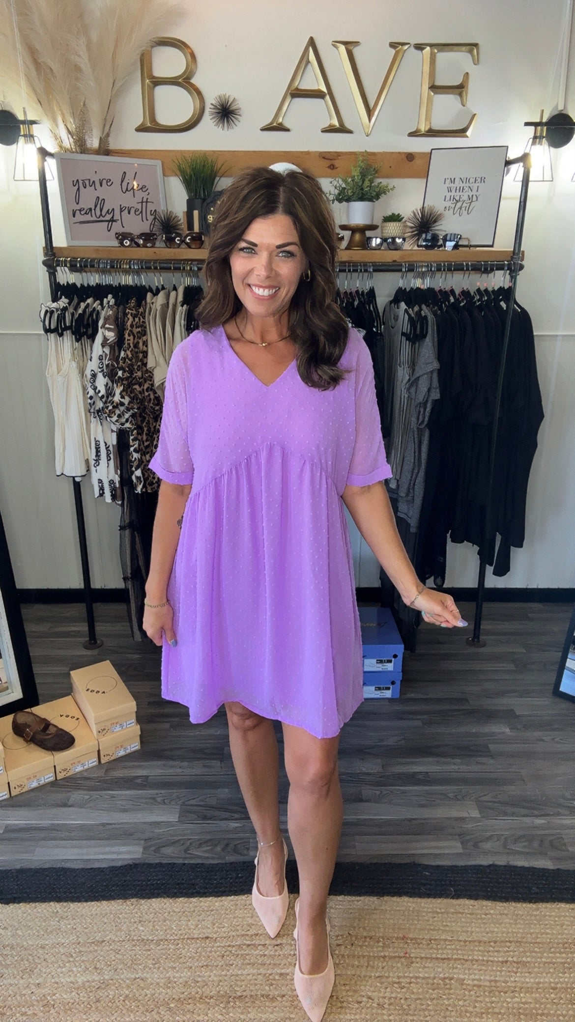 Lavender Swiss Dot Babydoll Dress