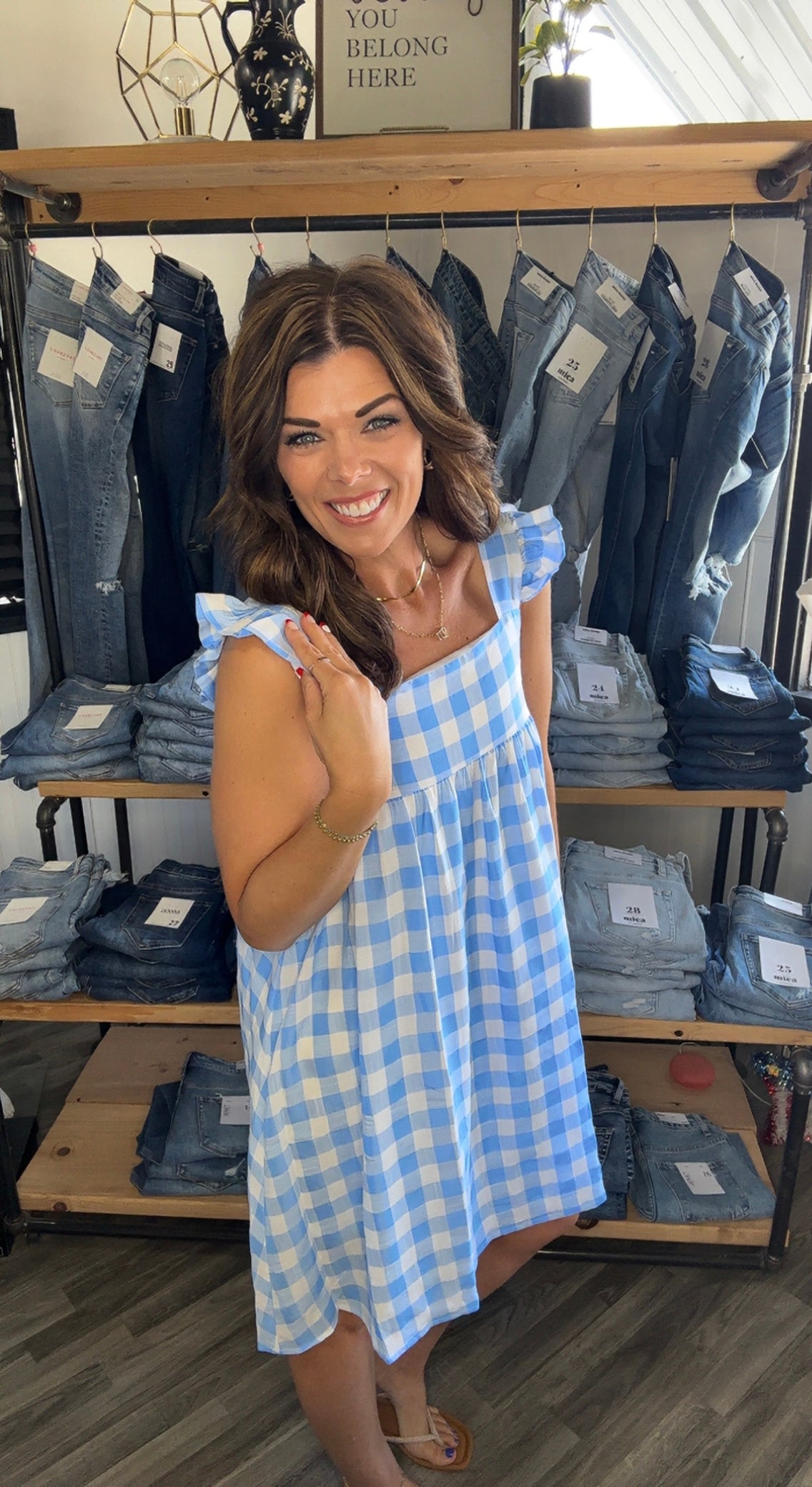 Blue & White Checkered Sun Dress