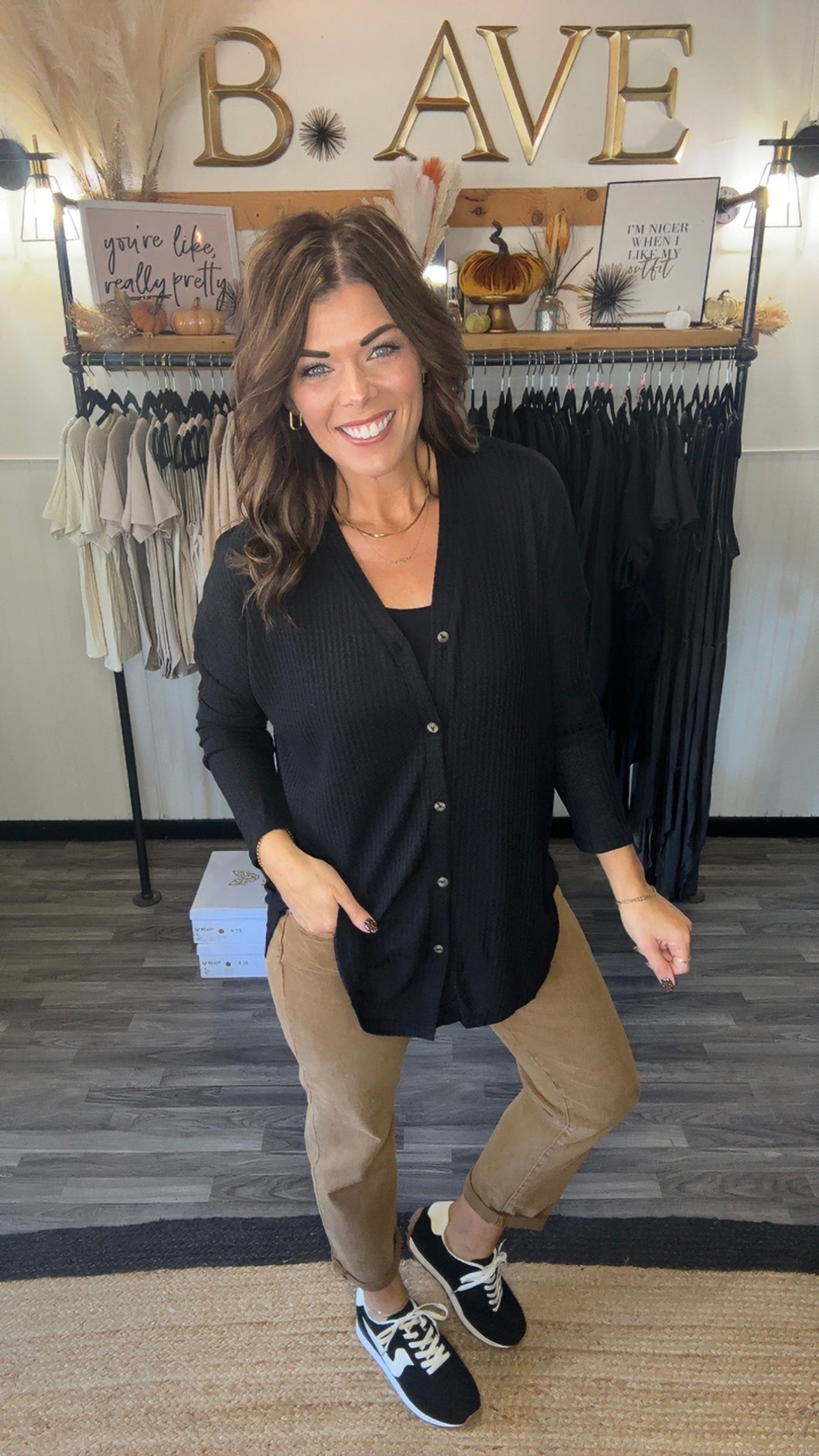 Waffle Button Down Cardigan