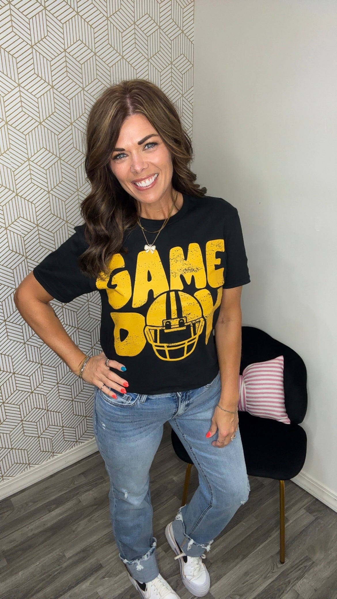 Black & Gold Game Day Helmet Graphic Tee