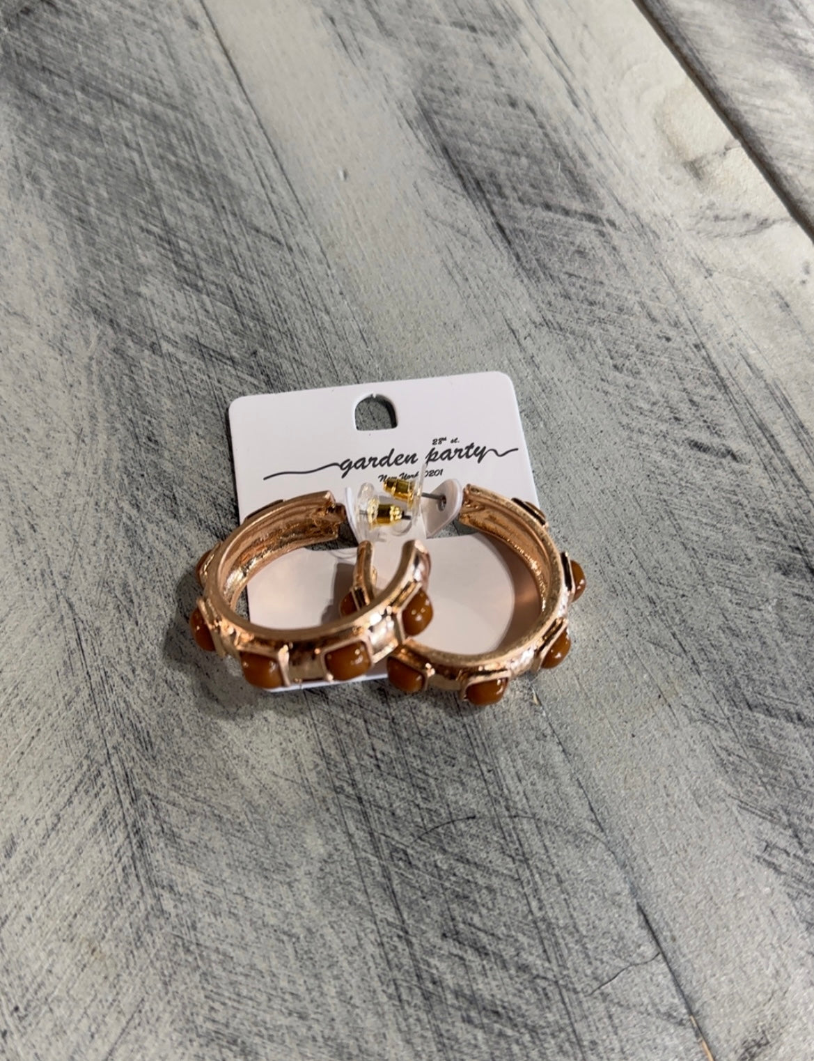 Gold & Square Acrylic Stone Hoop Earrings