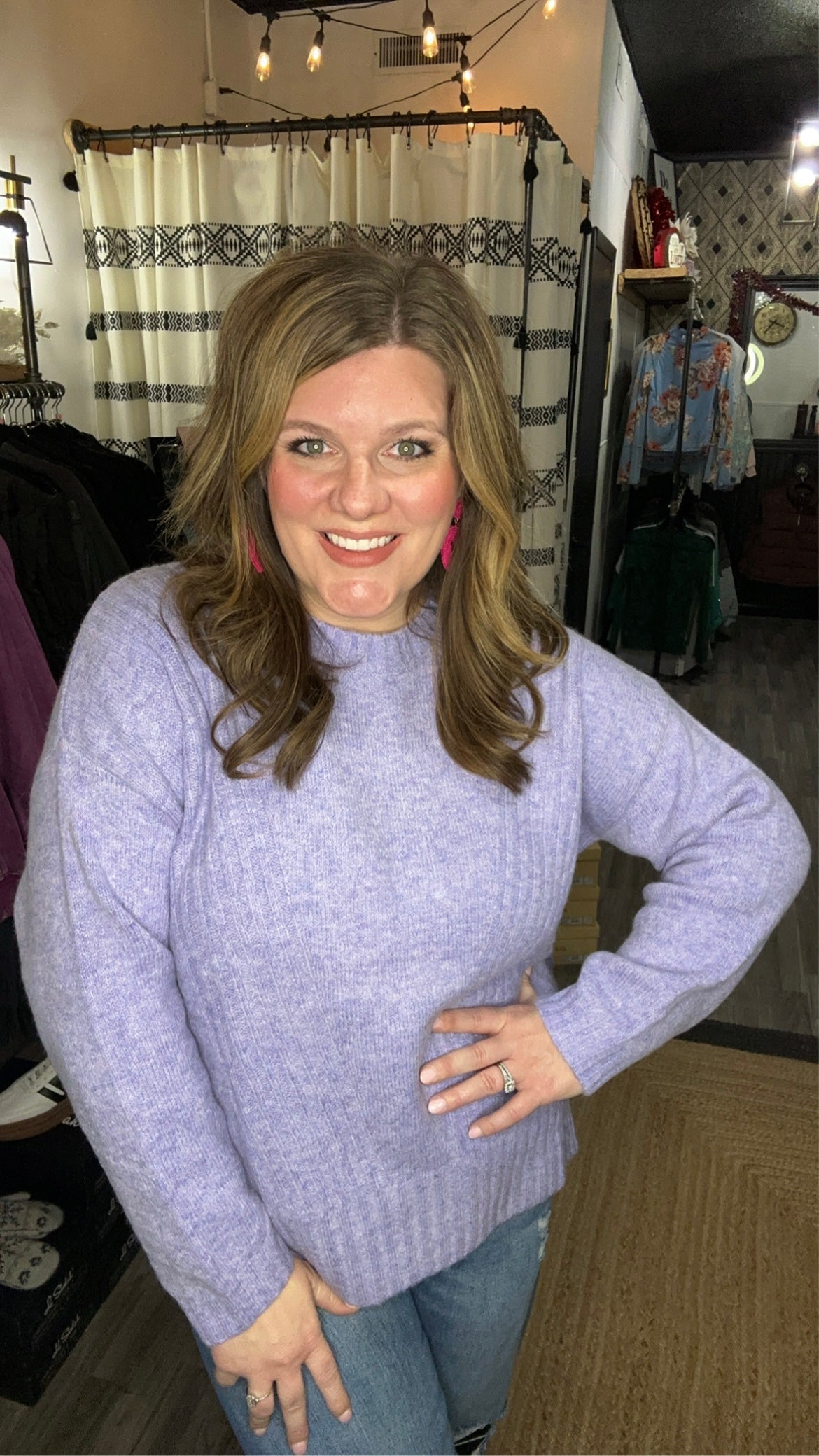 Lavender Rib Accent Sweater