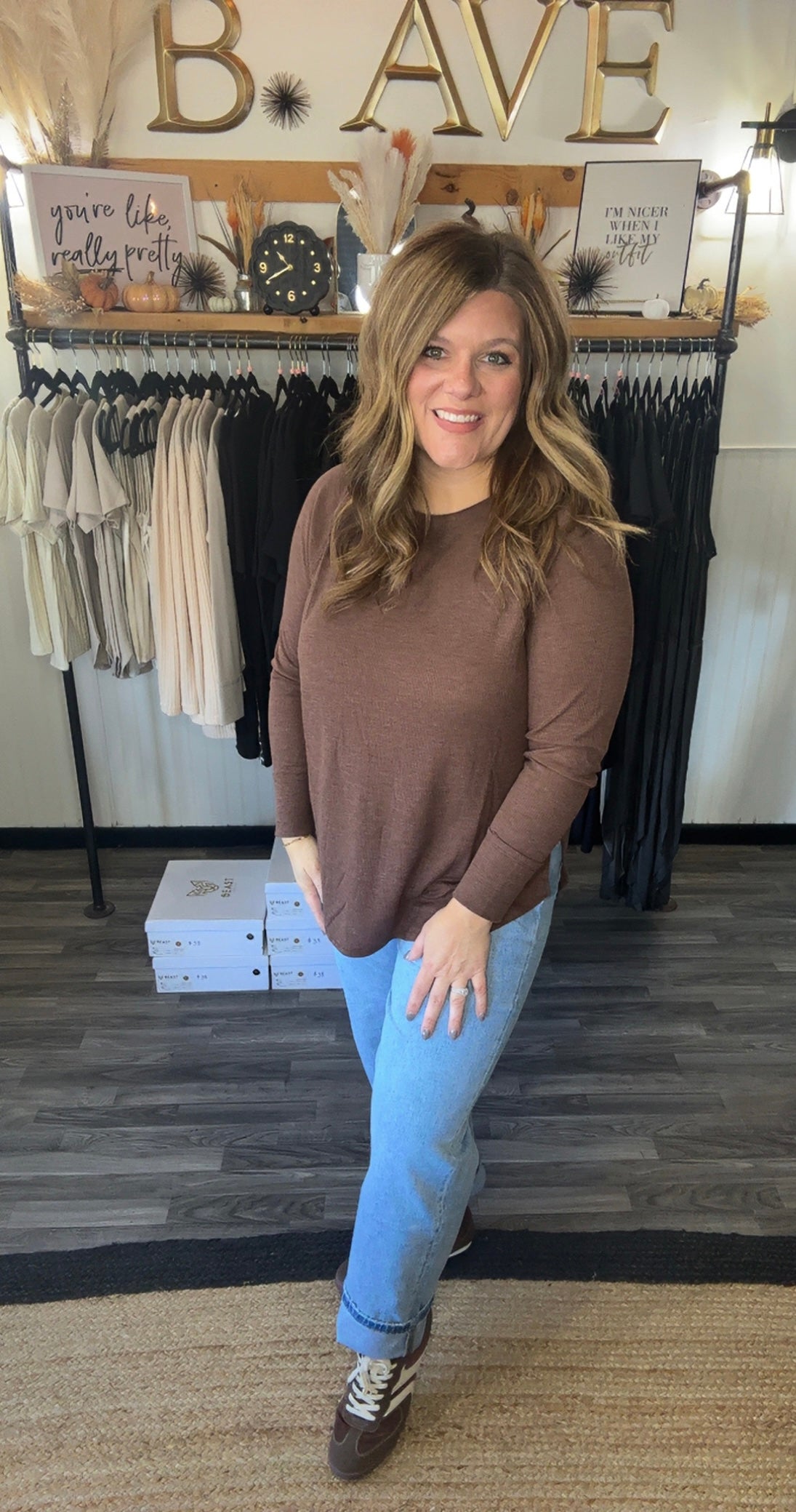 Waffle Long Sleeve Top