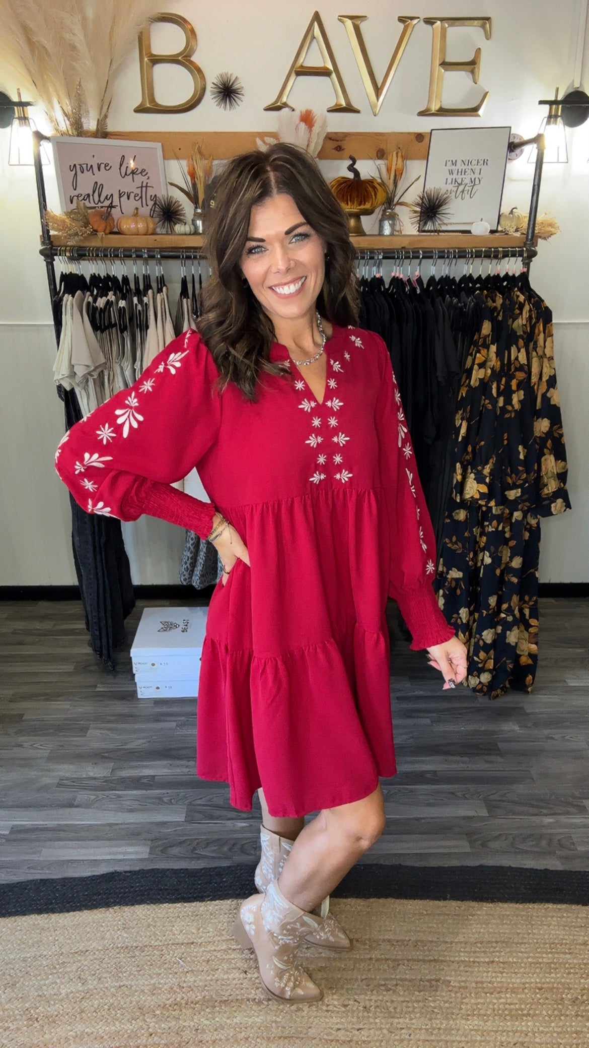 Crimson Baby Doll Dress