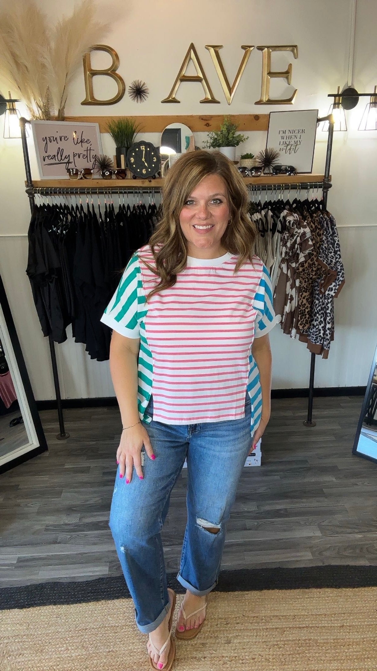 White Multi Stripe Patchwork Top