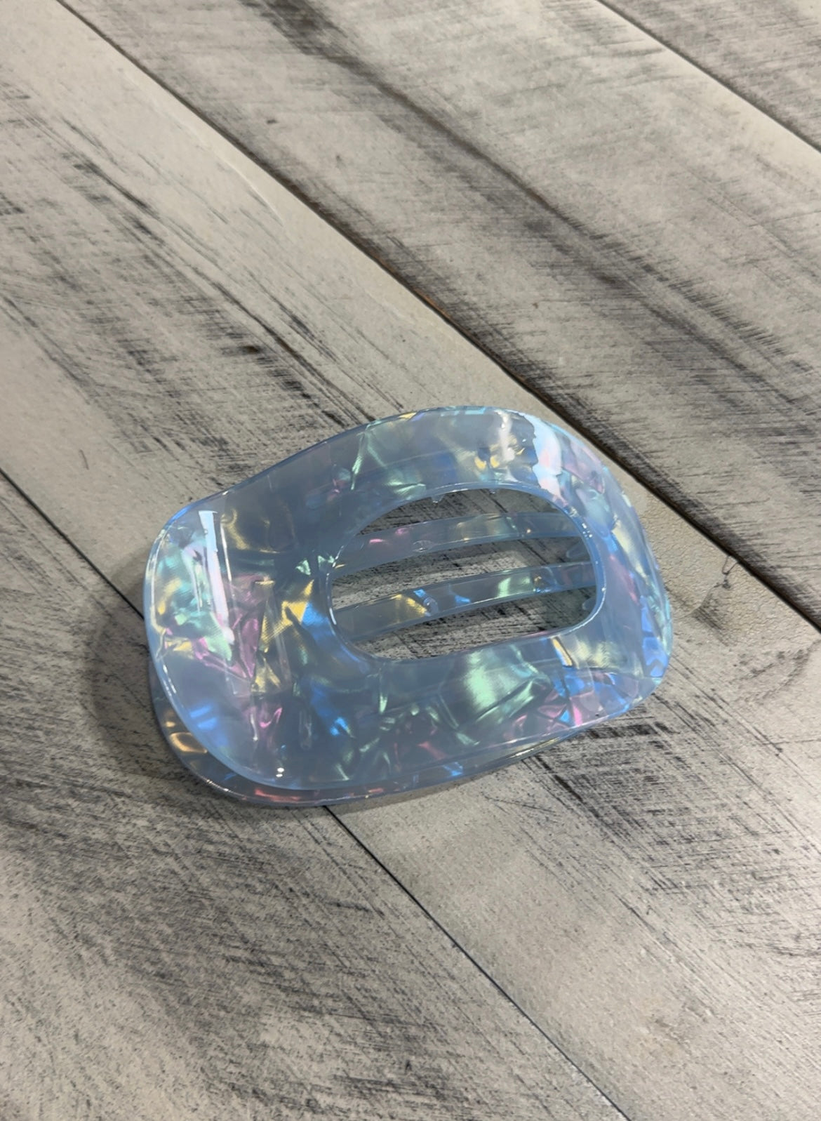 Iridescent Flat Curved Hair Clip