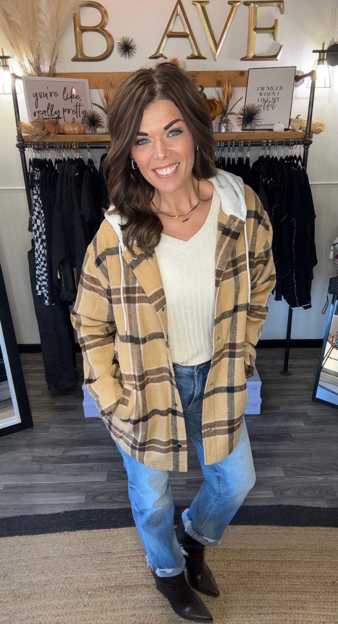 Plaid Hooded Shacket