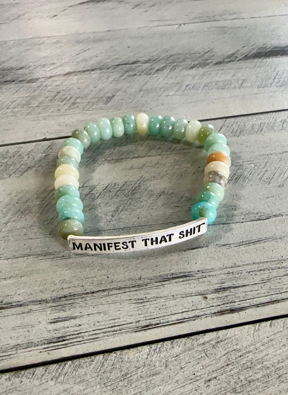 Semi-Precious Stone Bracelet with "Sassy" Metal Bar