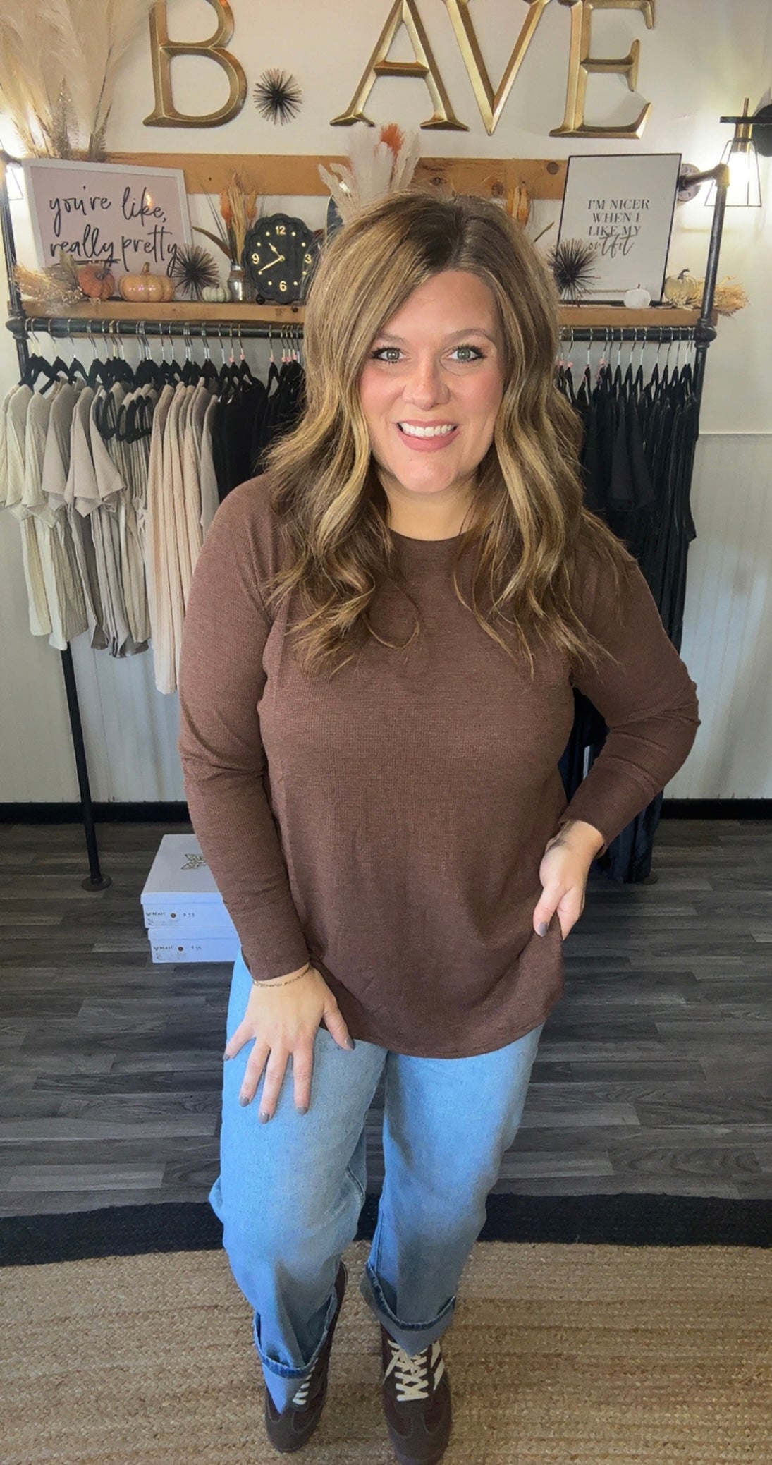 Waffle Long Sleeve Top