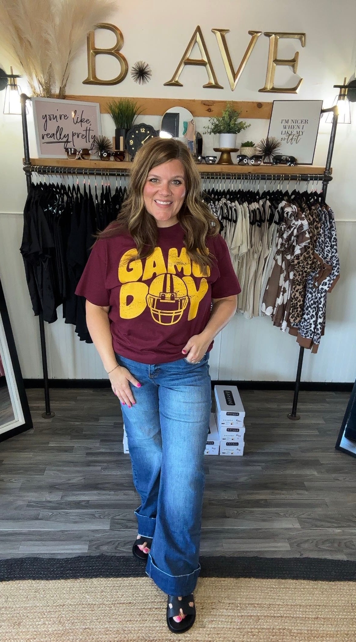 Maroon & Gold Game Day Helmet Graphic Tee