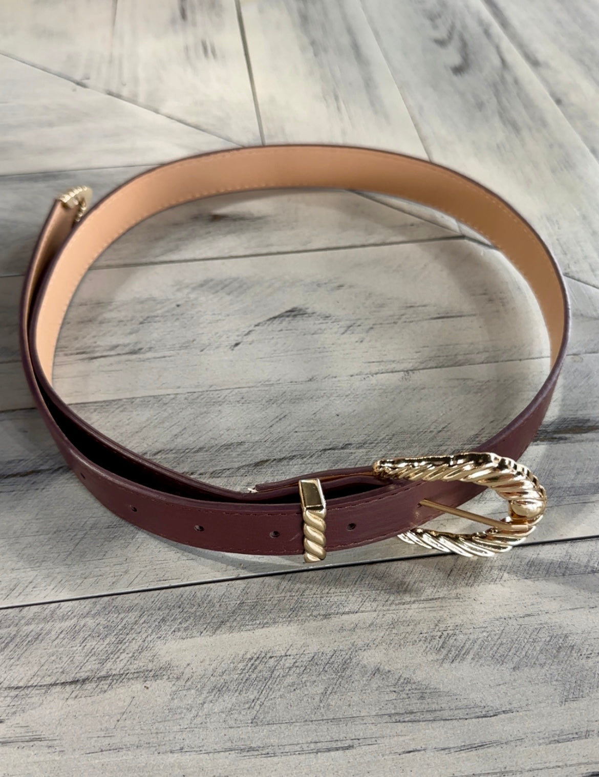 Faux Leather Carved Buckle Belt