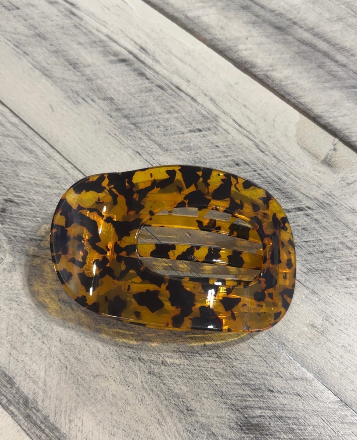 Shiny Animal Print Flat Curved Hair Clip