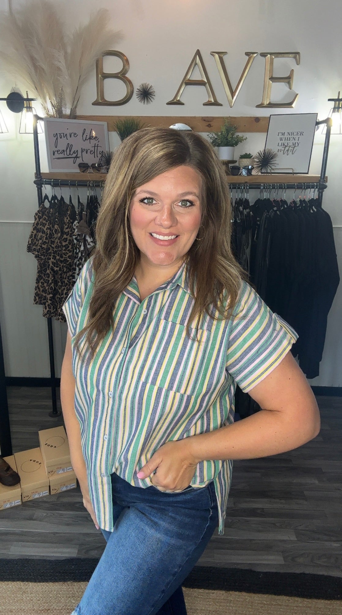 Linen Multi Striped Button-Down Shirt