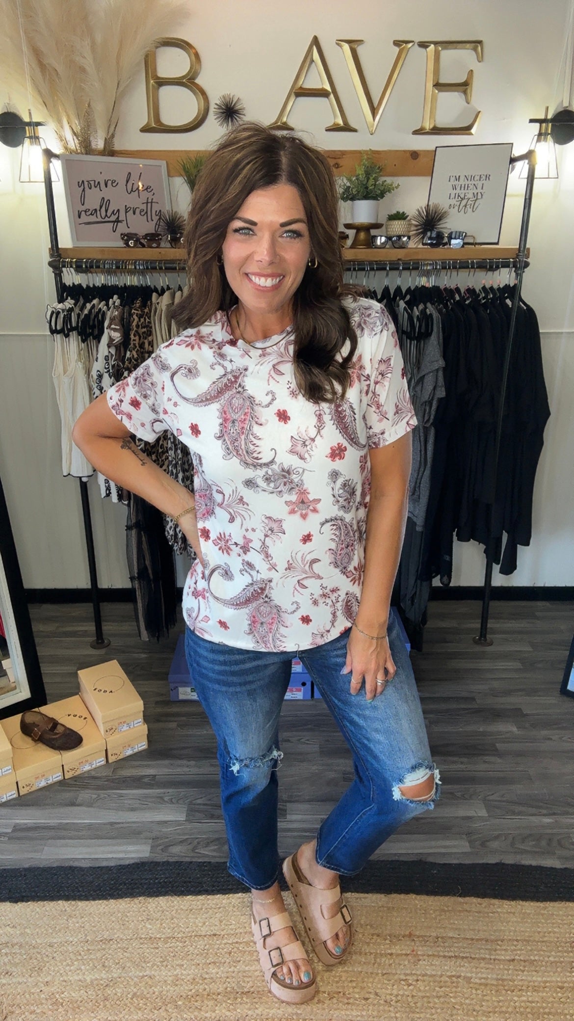 Vintage Paisley Print Mesh Tee