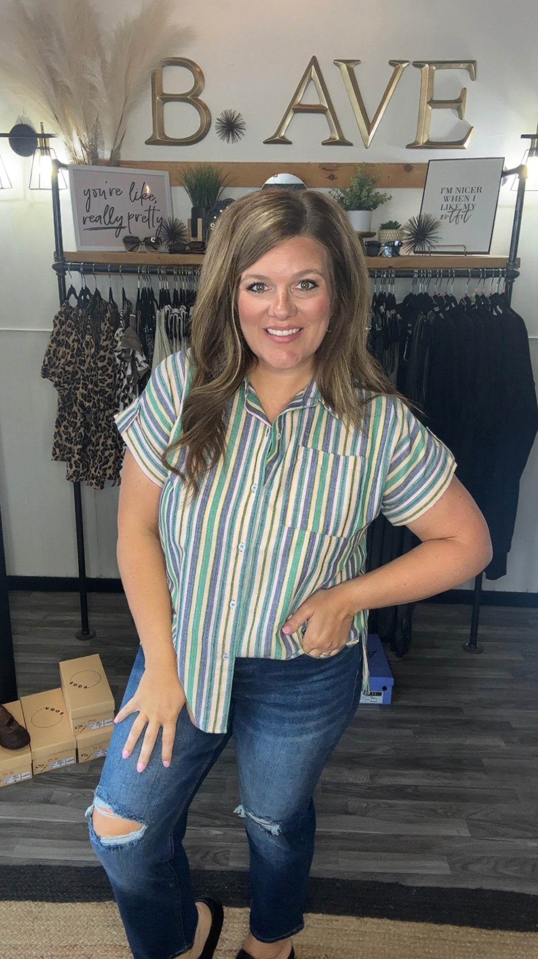 Linen Multi Striped Button-Down Shirt