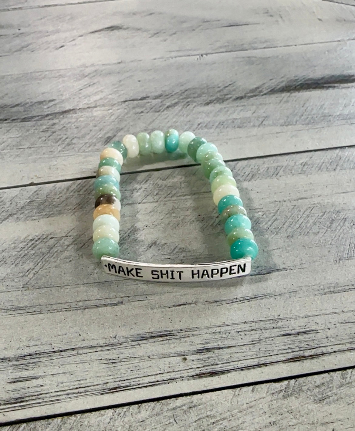 Semi-Precious Stone Bracelet with "Sassy" Metal Bar